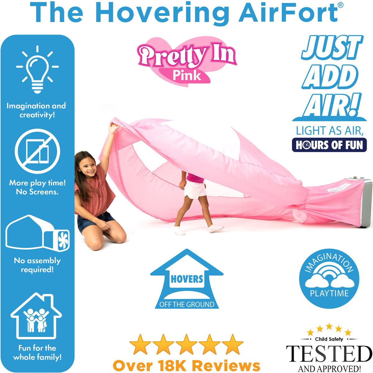 AirFort Pretty In Pink inflatable kids play fort, pink color, AirFort.com brand on Tampa Home & Garden Store