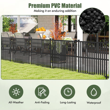 Panel de valla para aire acondicionado con estacas metálicas para exterior-Negro