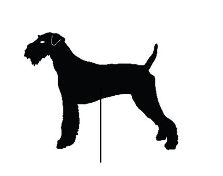 Airedale Terrier garden stake silhouette in black Rustica Ornamentals lawn ornament on Tampa Home & Garden Store