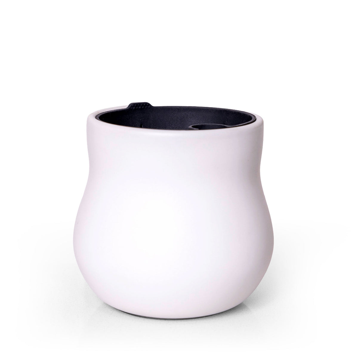 Ceramic plant pot alabaster white with black rubber liner by Happy Roots Plant Pots on Tampa Home & Garden Store