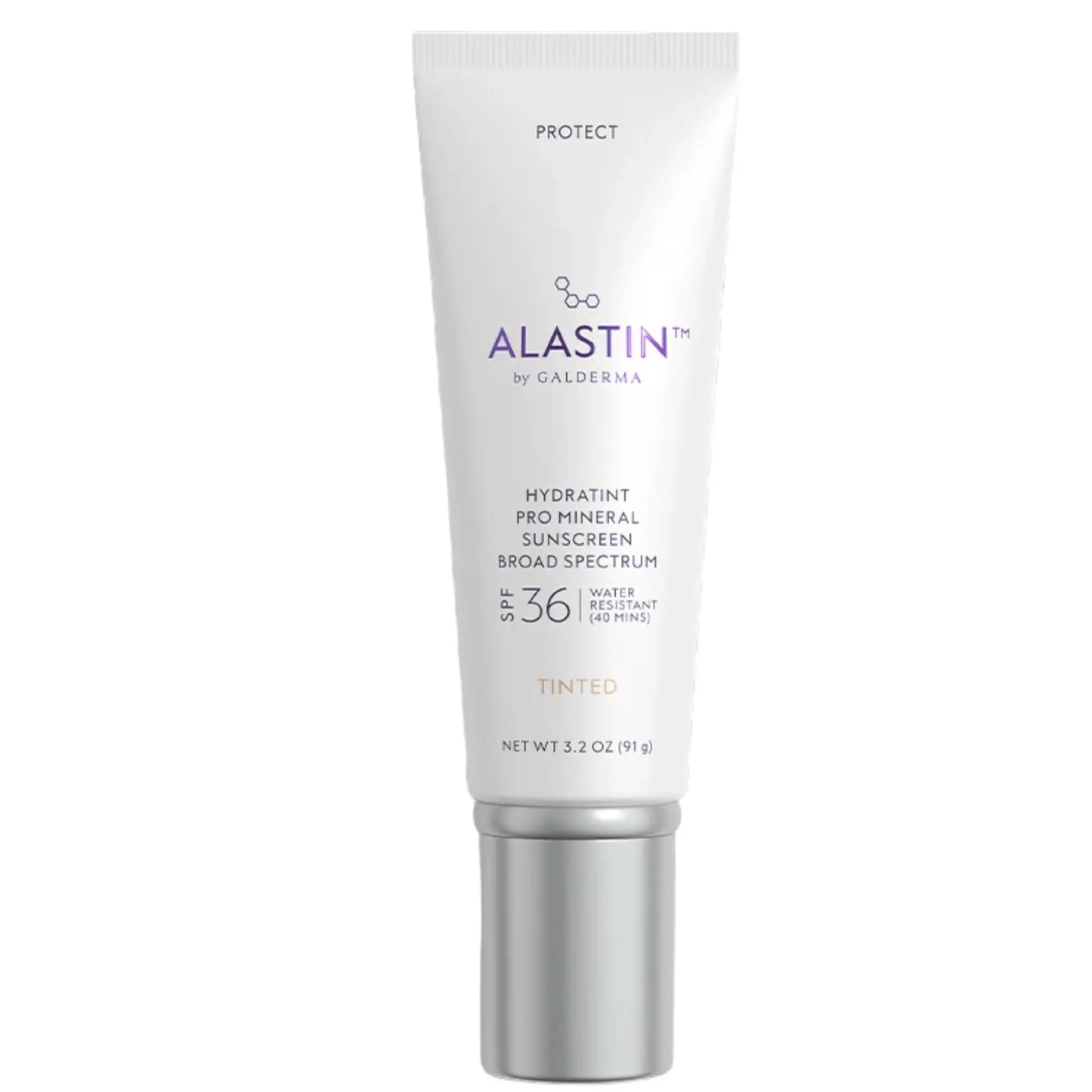 Alastin HydraTint Pro Mineral Sunscreen SPF 36 white tube with purple lettering on Tampa Home & Garden Store