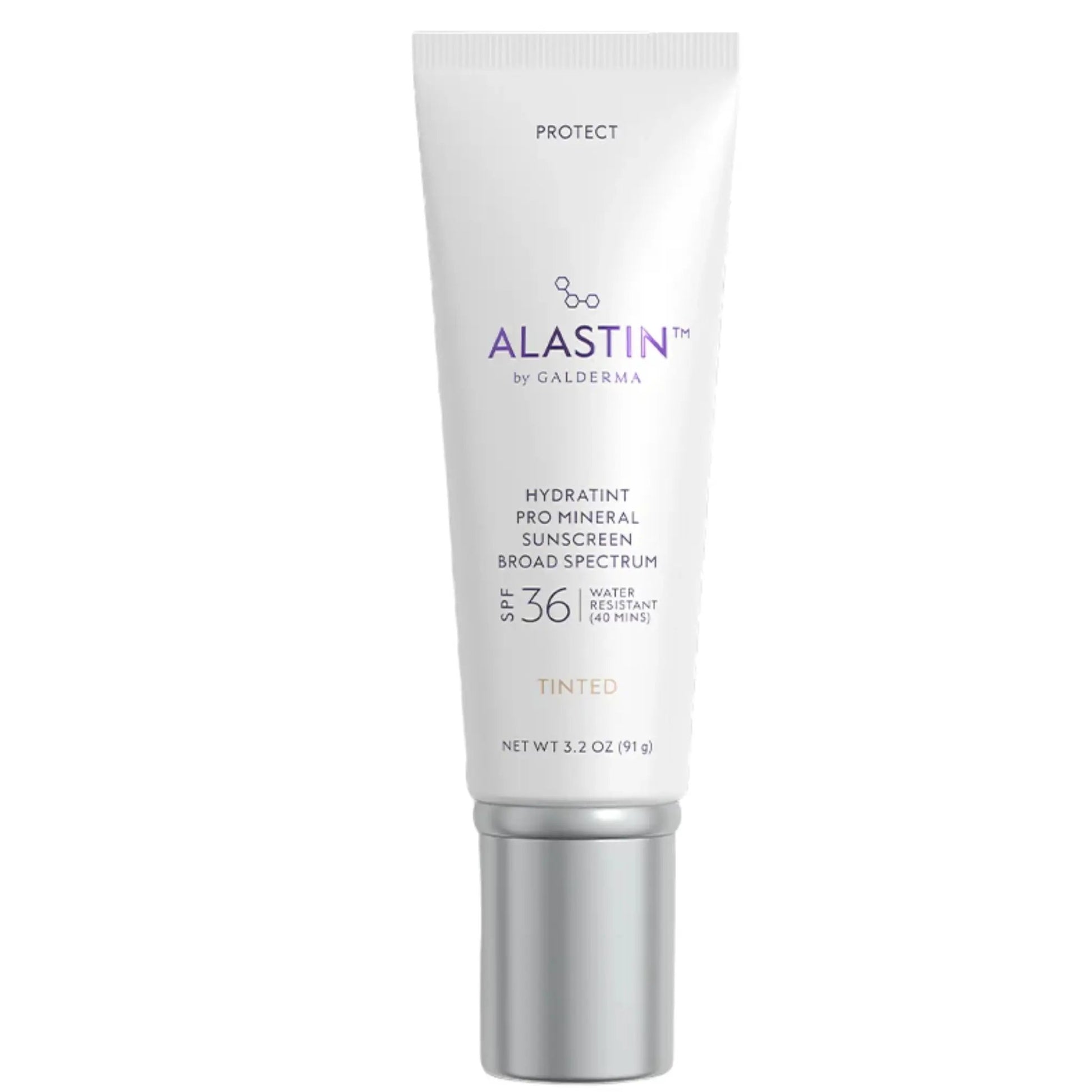 Alastin HydraTint Pro Mineral Sunscreen SPF 36 white tube with purple lettering on Tampa Home & Garden Store