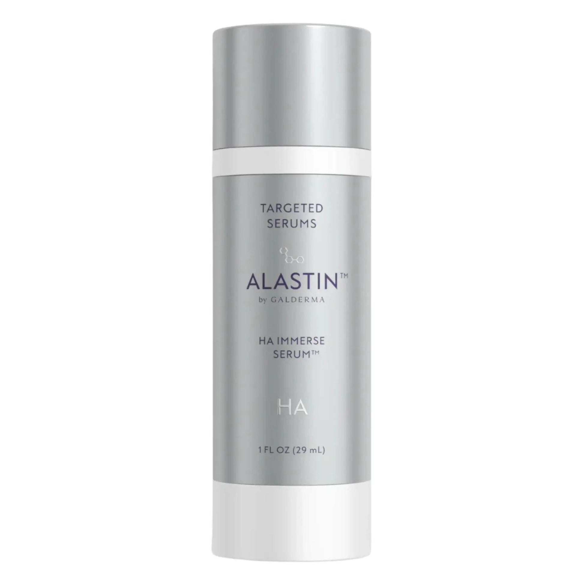 Alastin HA Immerse Serum 1 oz bottle in metallic silver with white band on Tampa Home & Garden Store