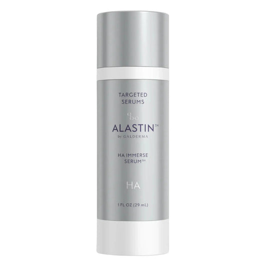 Alastin HA Immerse Serum 1 oz bottle in metallic silver with white band on Tampa Home & Garden Store