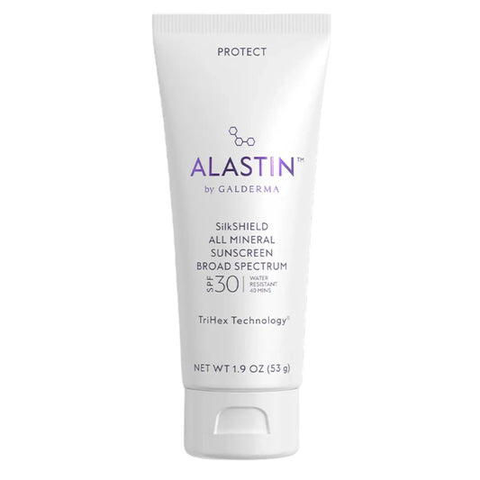 Alastin SilkSHIELD All Mineral Sunscreen SPF 30 tube, white with ALASTIN logo, 1.9 oz on Tampa Home & Garden Store
