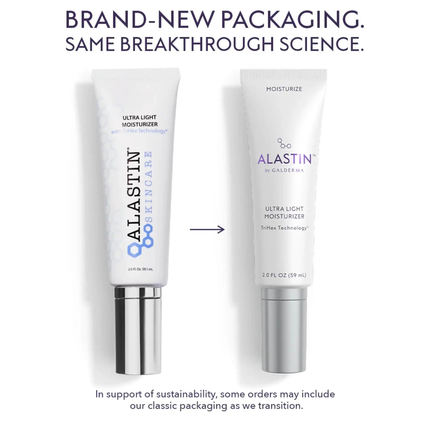 Alastin Ultra Light Moisturizer tubes in white packaging with TriHex Technology, two 2oz tubes on Tampa Home & Garden Store