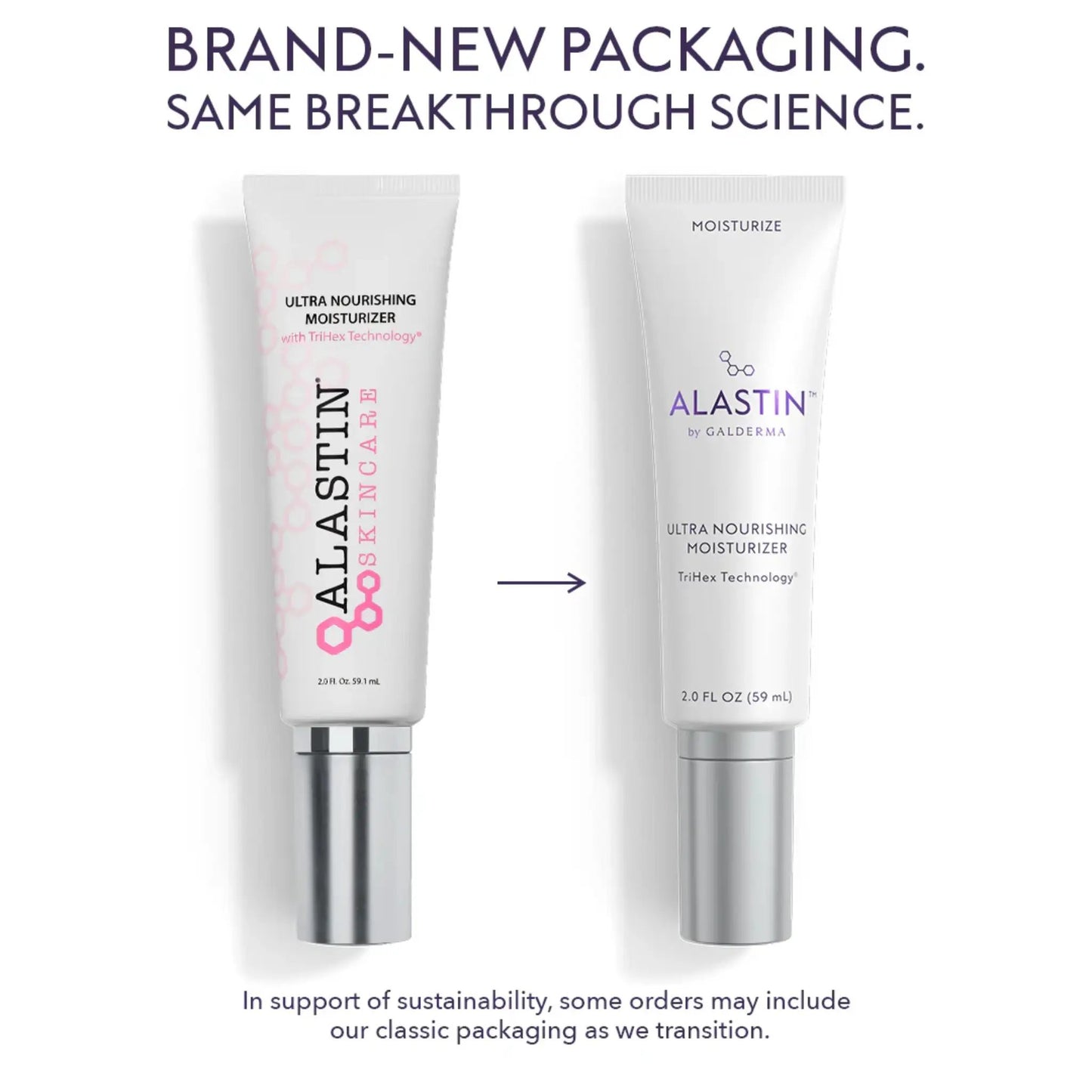 Alastin Ultra Nourishing Face Moisturizer Cream 2 oz two white tubes with purple branding on Tampa Home & Garden Store