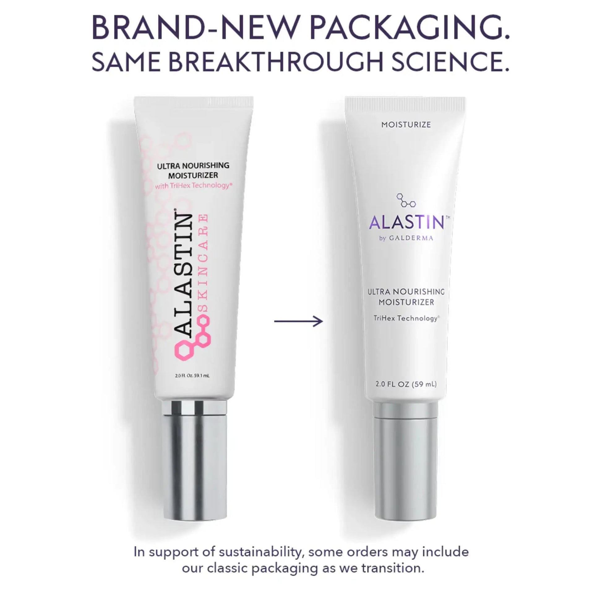 Alastin Ultra Nourishing Face Moisturizer Cream 2 oz two white tubes with purple branding on Tampa Home & Garden Store