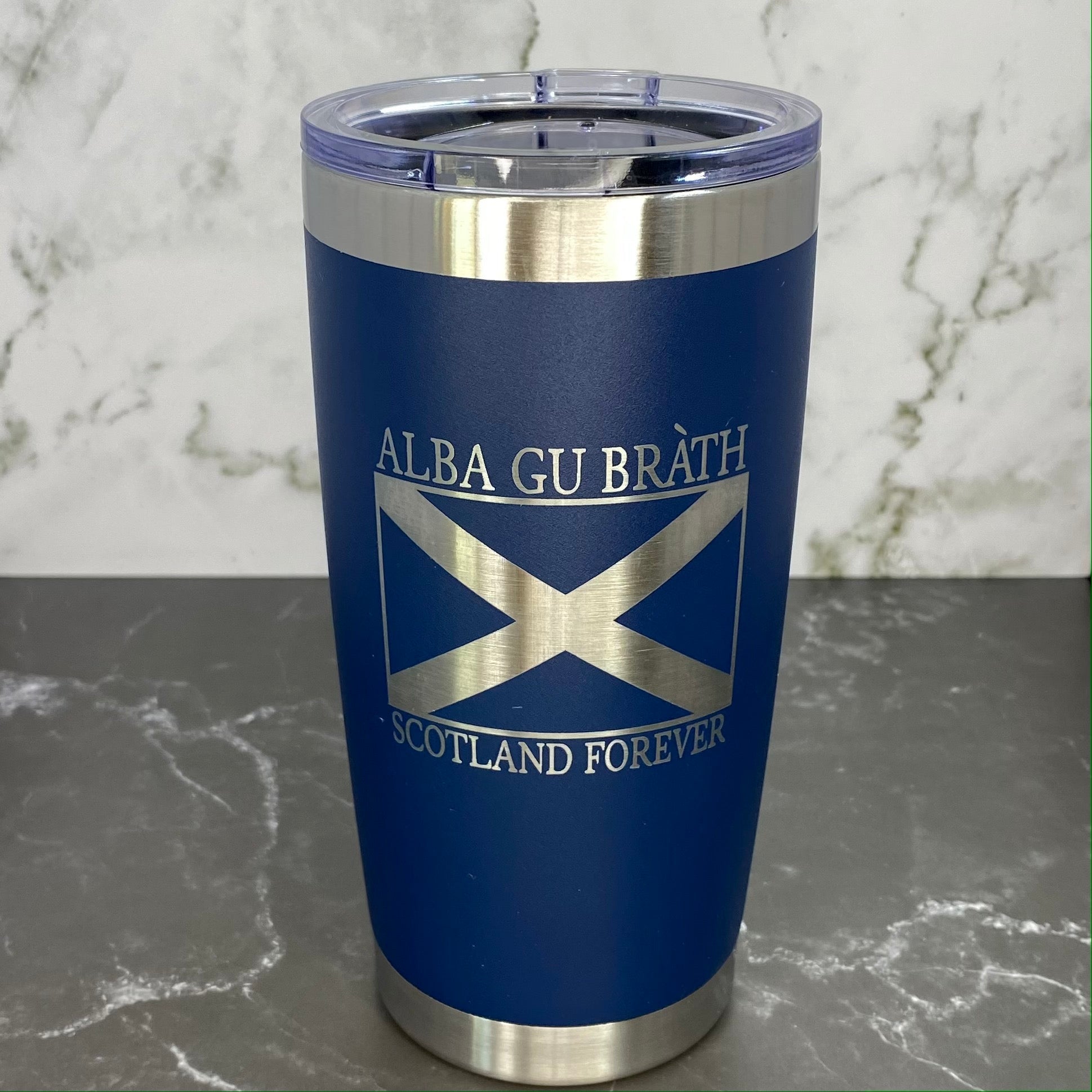 Alba Gu Bràth, Scotland Forever Saltire Flag Laser Engraved Powder Coated 20oz Double Walled Insulated Tumbler - Tampa Home & Garden Store