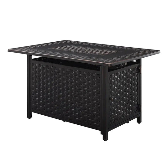 Albany 44" Rectangular Woven Aluminum Convertible Gas Fire Pit Table - Tampa Home & Garden Store