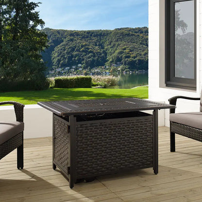 Albany 44" Rectangular Woven Aluminum Convertible Gas Fire Pit Table - Tampa Home & Garden Store