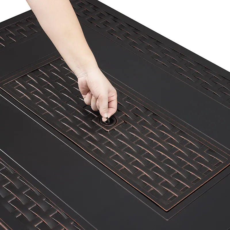 Albany 44" Rectangular Woven Aluminum Convertible Gas Fire Pit Table - Tampa Home & Garden Store