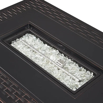 Albany 44" Rectangular Woven Aluminum Convertible Gas Fire Pit Table - Tampa Home & Garden Store