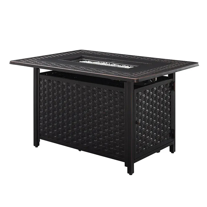 Albany 44" Rectangular Woven Aluminum Convertible Gas Fire Pit Table - Tampa Home & Garden Store