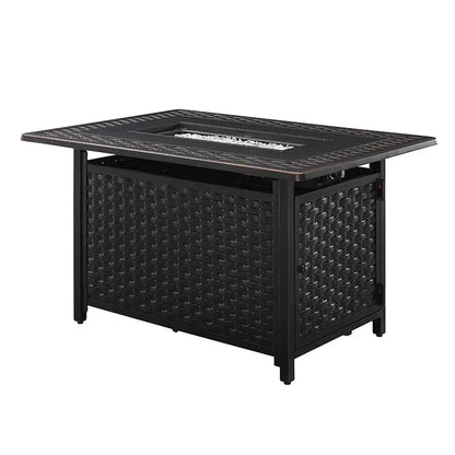 Albany 44" Rectangular Woven Aluminum Convertible Gas Fire Pit Table - Tampa Home & Garden Store