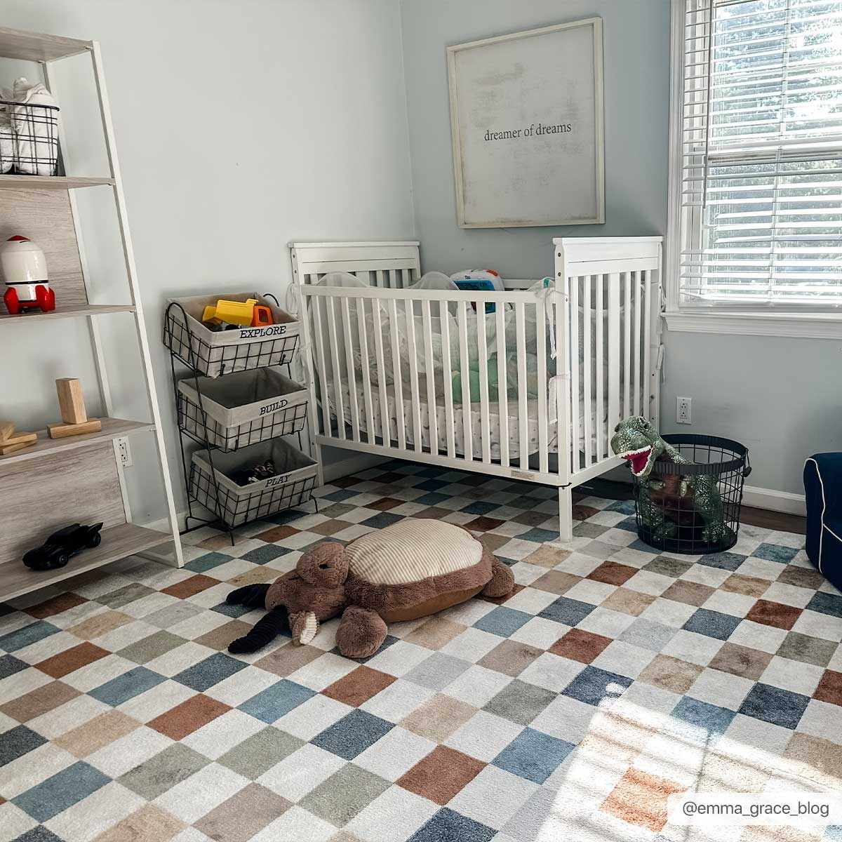 Alie Colorful Checkered Washable Rug multicolor checker design by Boutique Rugs on Tampa Home & Garden Store
