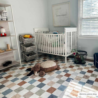 Alie Colorful Checkered Washable Rug multicolor checker design by Boutique Rugs on Tampa Home & Garden Store