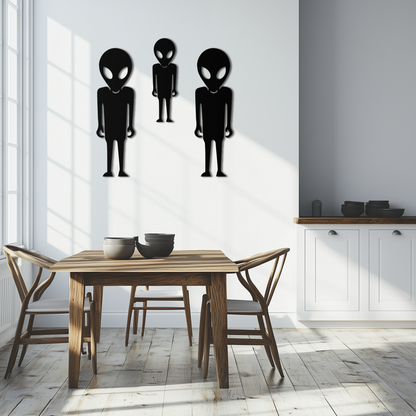 Alien Trio Metal Wall Art - Futuristic Sci-Fi Themed Wall Decor - KAF097 - Tampa Home & Garden Store