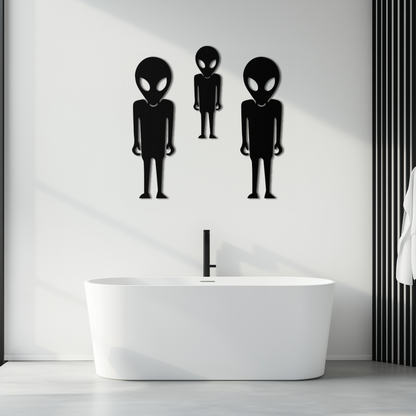Alien Trio Metal Wall Art - Futuristic Sci-Fi Themed Wall Decor - KAF097 - Tampa Home & Garden Store