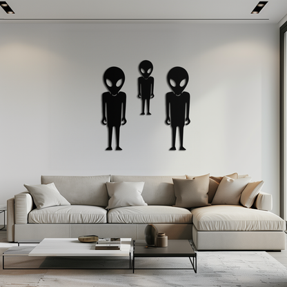 Alien Trio Metal Wall Art - Futuristic Sci-Fi Themed Wall Decor - KAF097 - Tampa Home & Garden Store