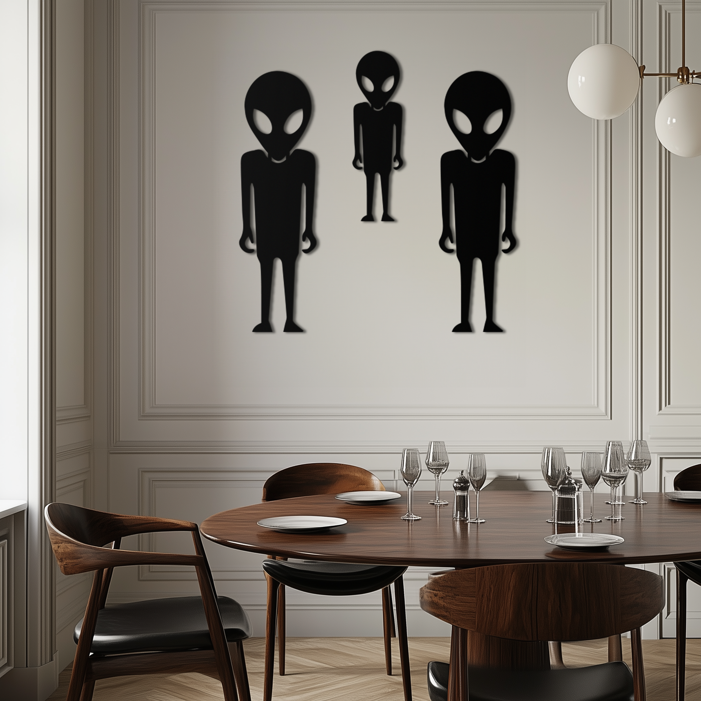 Alien Trio Metal Wall Art - Futuristic Sci-Fi Themed Wall Decor - KAF097 - Tampa Home & Garden Store