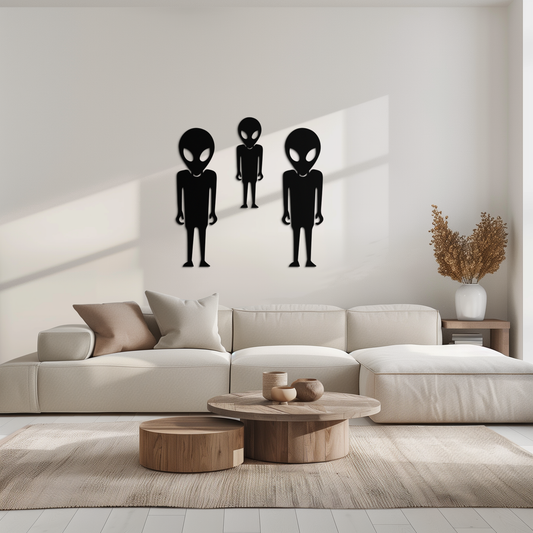 Alien Trio Metal Wall Art - Futuristic Sci-Fi Themed Wall Decor - KAF097 - Tampa Home & Garden Store