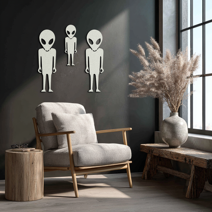 Alien Trio Metal Wall Art - Futuristic Sci-Fi Themed Wall Decor - KAF097 - Tampa Home & Garden Store