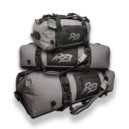 Ridge Bag outdoor duffel three pack gray with black Ridge logo panel and tags on Tampa Home & Garden Store