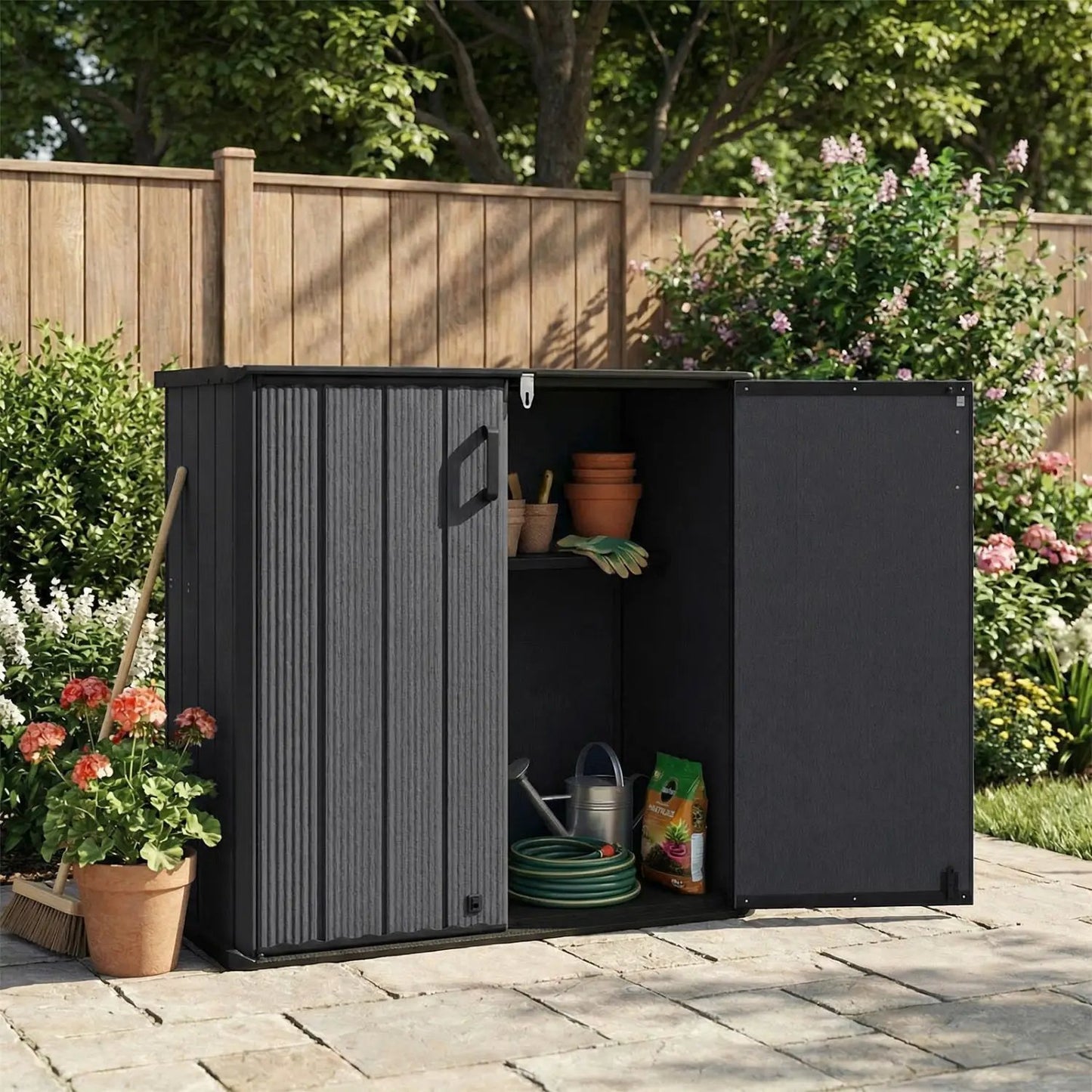 All-Weather Storage Box with Floor and Shelf
