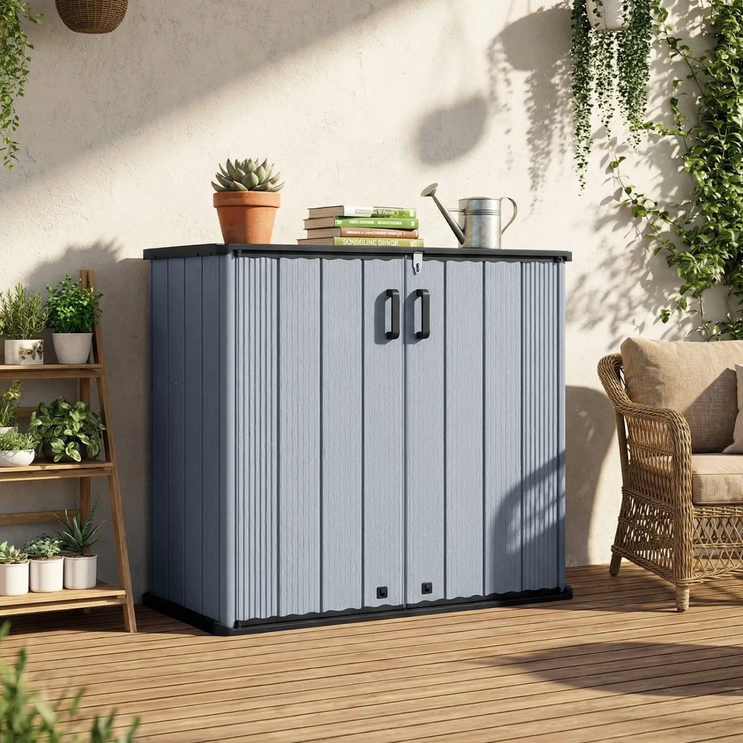 All-Weather Storage Box with Floor and Shelf