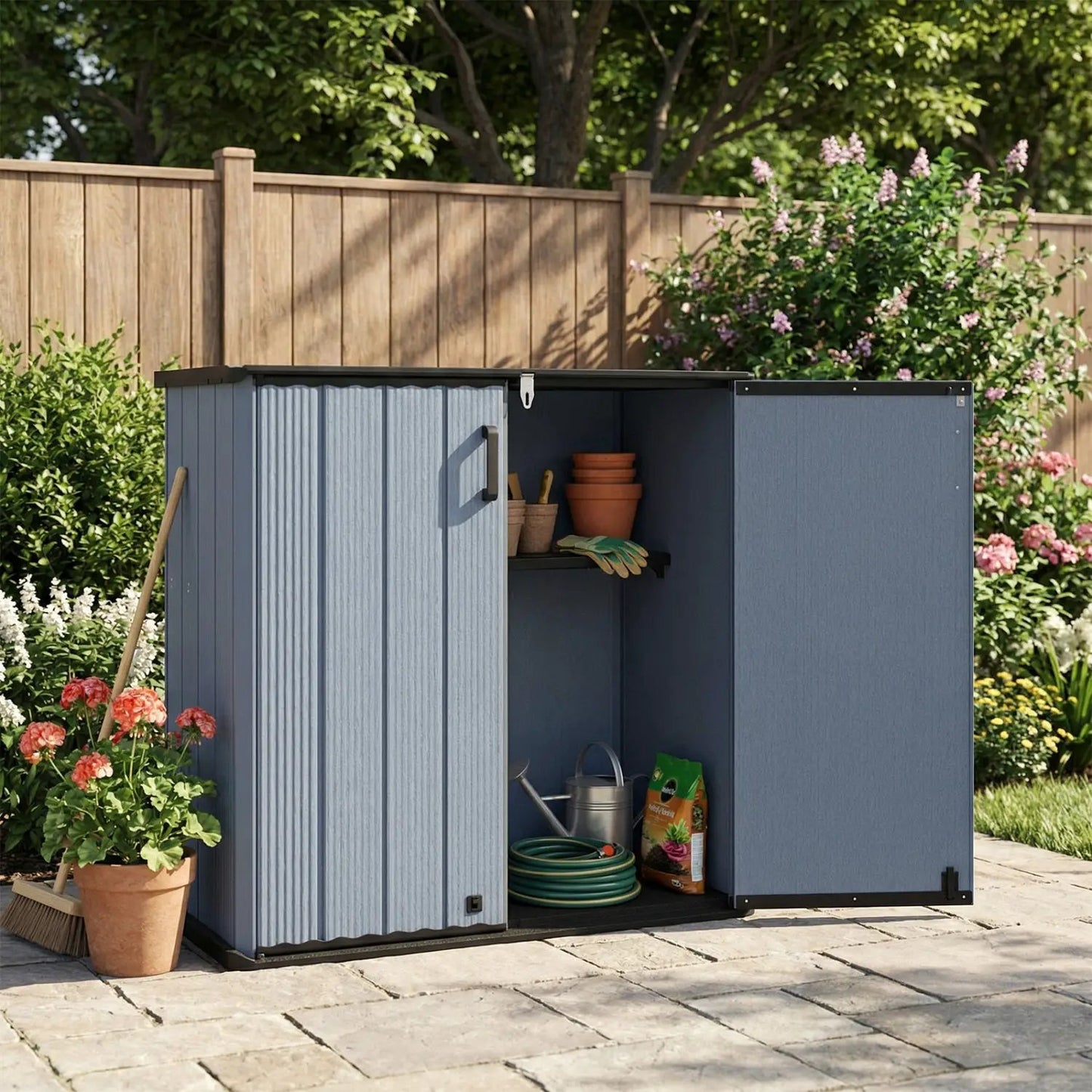 All-Weather Storage Box with Floor and Shelf