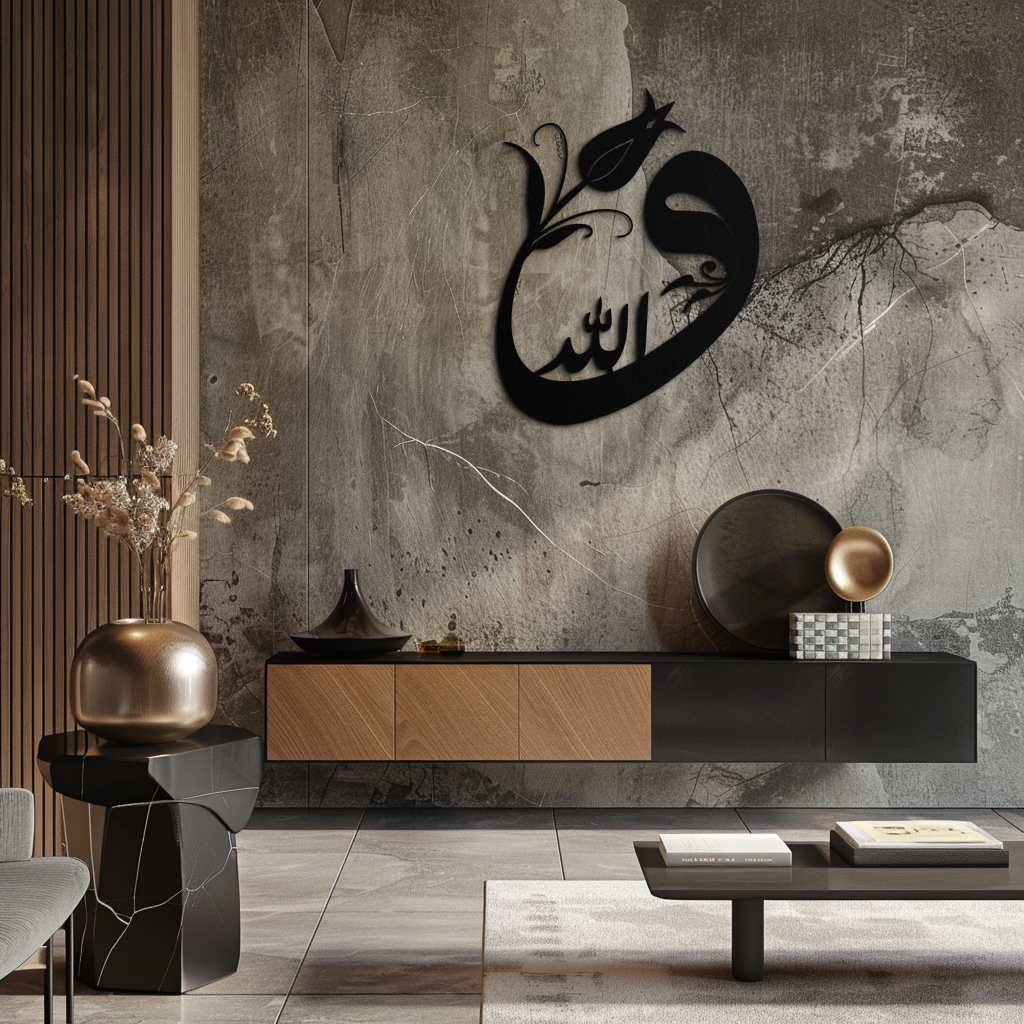 Allah-Vav Calligraphy Metal Wall Art - Elegant Islamic Home Décor - KAF074 - Tampa Home & Garden Store
