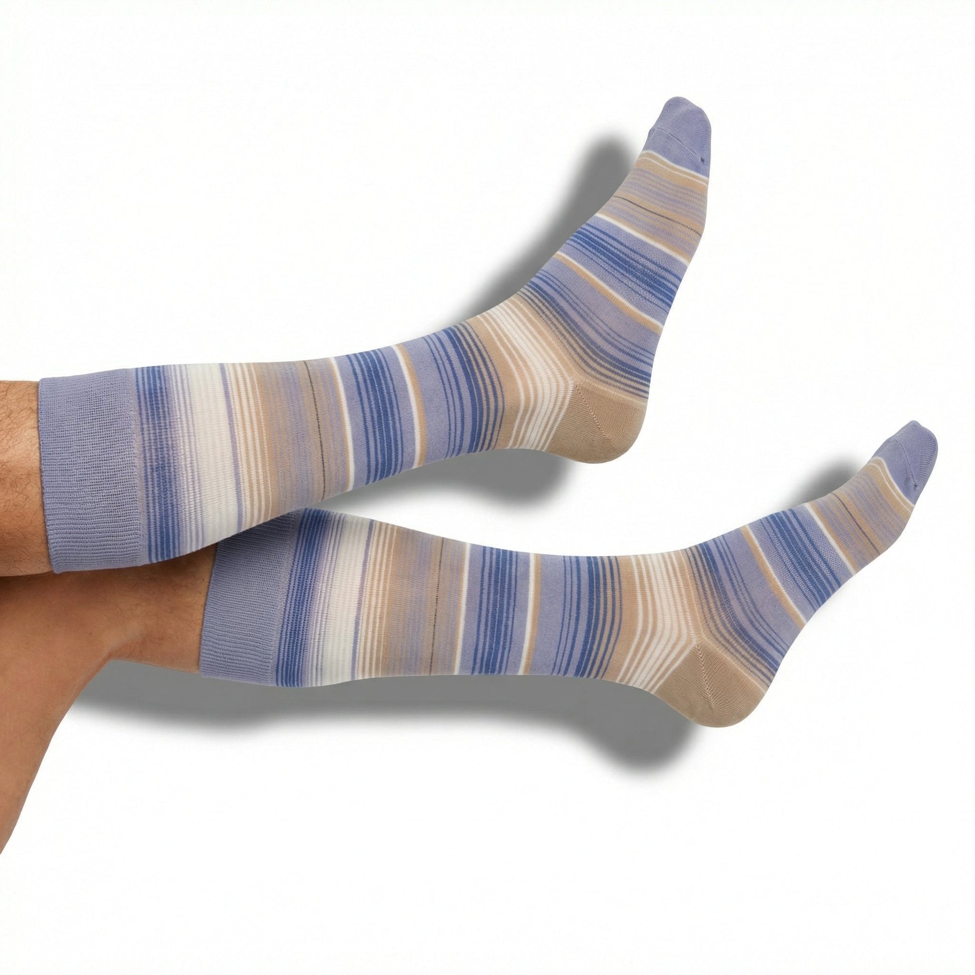 Boardroom dress sock DeadSoxy Sply 7-Pack, striped pastel blue and tan pattern, 1 sock on Tampa Home & Garden Store