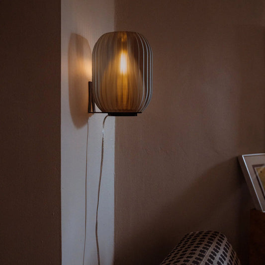 Allium Sconce wall light ribbed amber glass shade by Wooj Design on Tampa Home & Garden Store