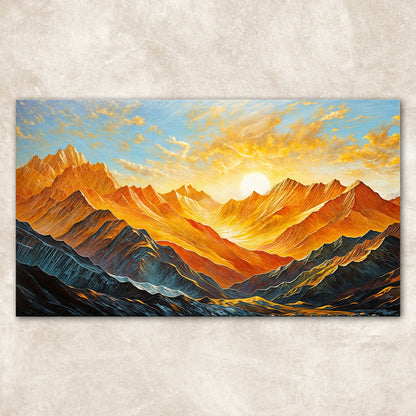 Canvas Print Alpenglow Majesty by Tailored Canvases; sunset over layered orange mountains on Tampa Home & Garden Store