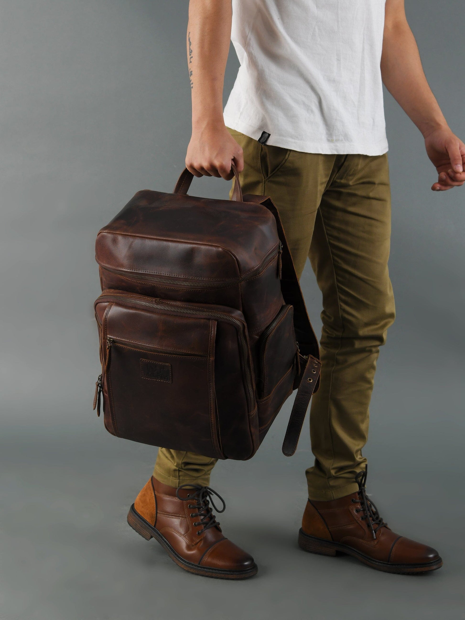 Alpha Brown Buffalo Leather Travel Backpack - Tampa Home & Garden Store