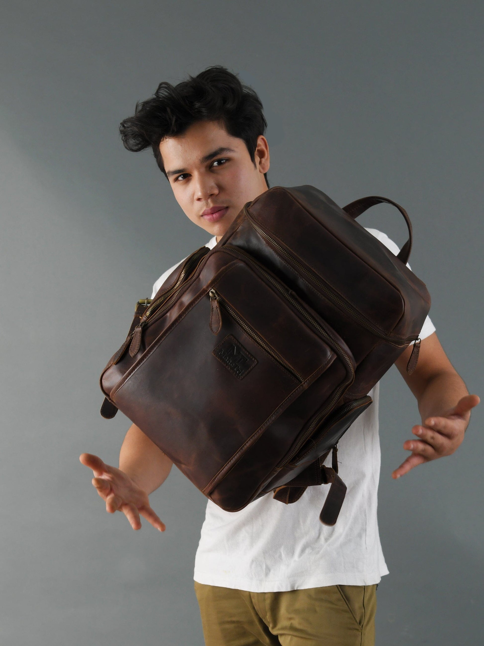 Alpha Brown Buffalo Leather Travel Backpack - Tampa Home & Garden Store