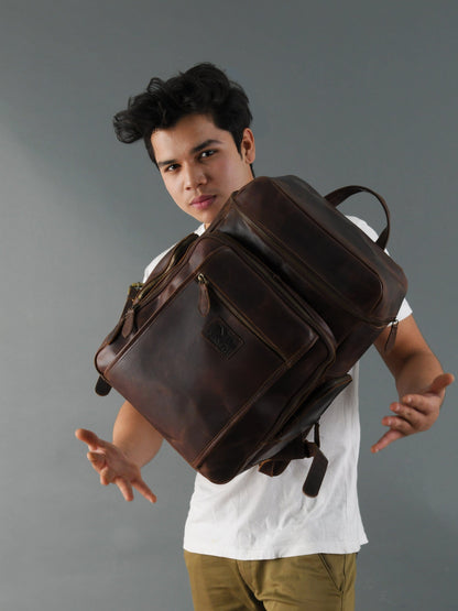 Alpha Brown Buffalo Leather Travel Backpack - Tampa Home & Garden Store