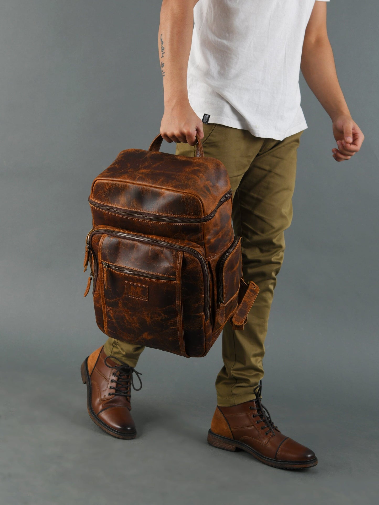 Alpha Caramel Buffalo Leather Travel Backpack - Tampa Home & Garden Store