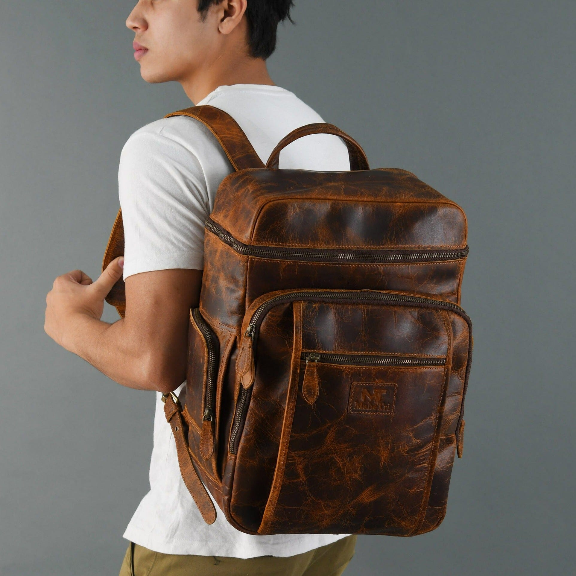 Alpha Caramel Buffalo Leather Travel Backpack - Tampa Home & Garden Store