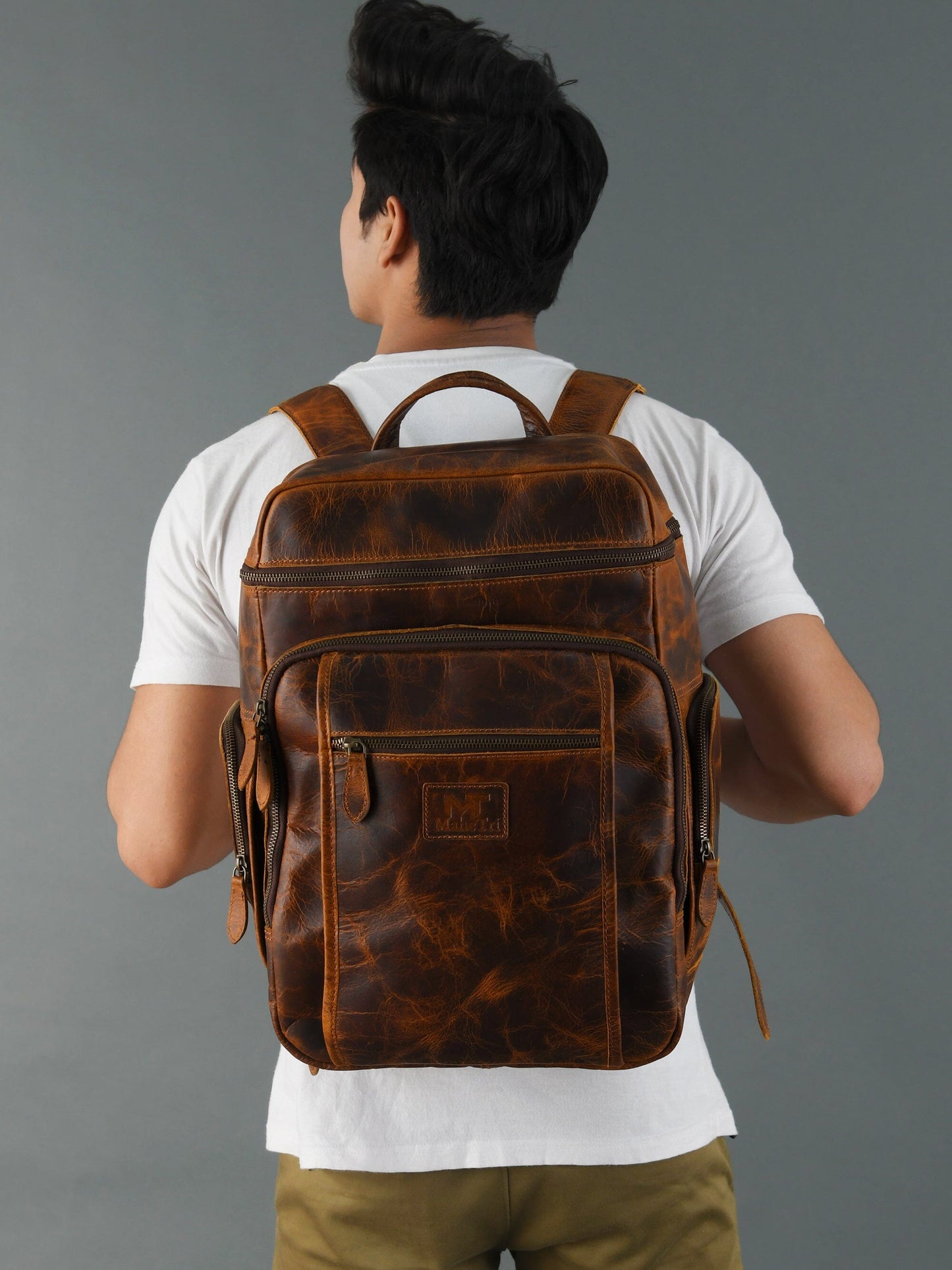 Alpha Caramel Buffalo Leather Travel Backpack - Tampa Home & Garden Store