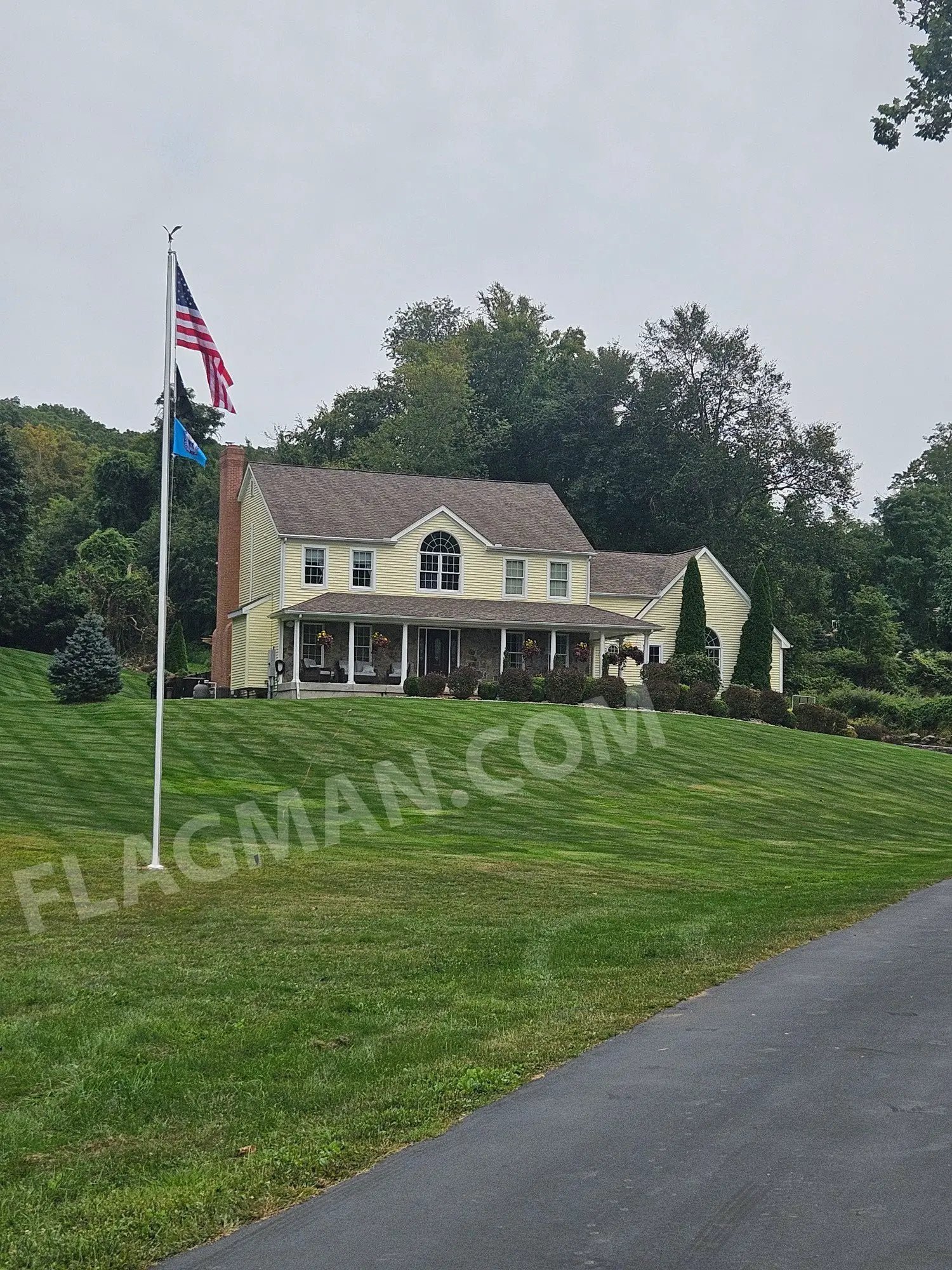 Aluminum flagpole external rope heavy-duty by Flagman of America with American flag on Tampa Home & Garden Store