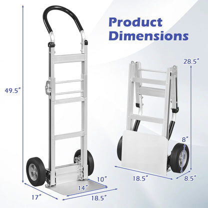 Aluminum Dolly Cart With 2 Rubber Wheels