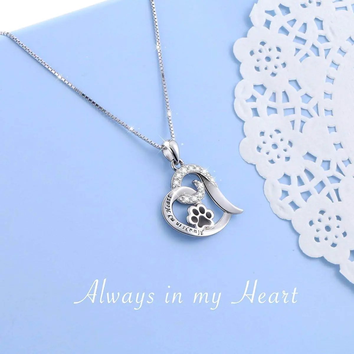 Always in My Heart Paw Print Necklace – Pet Memorial Gift - Tampa Home & Garden Store