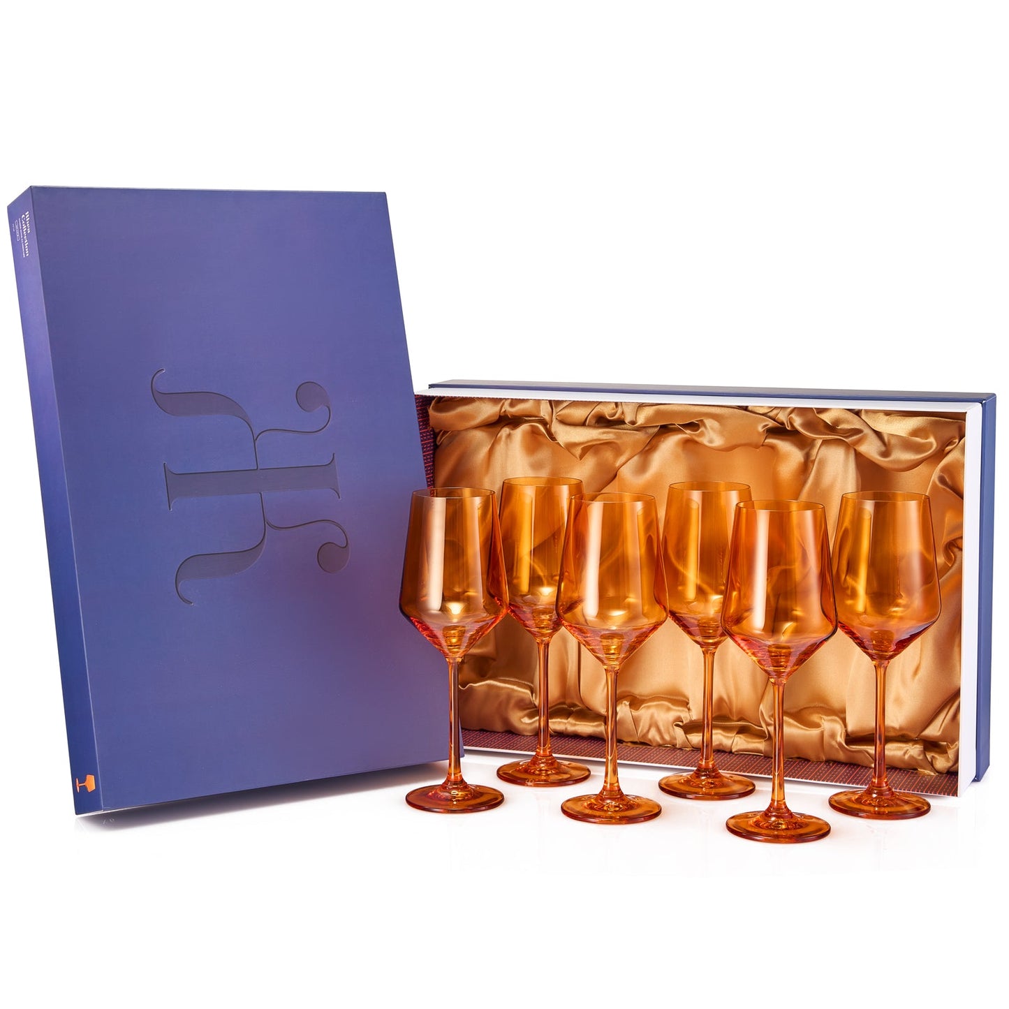 Set of 6 Amber Rhea Stemmed Wine Glasses