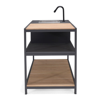 Amber Outdoor Kitchen with dark gray steel frame, bamboo top, built-in sink on Tampa Home & Garden Store