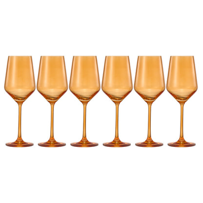 Set of 6 Amber Rhea Stemmed Wine Glasses