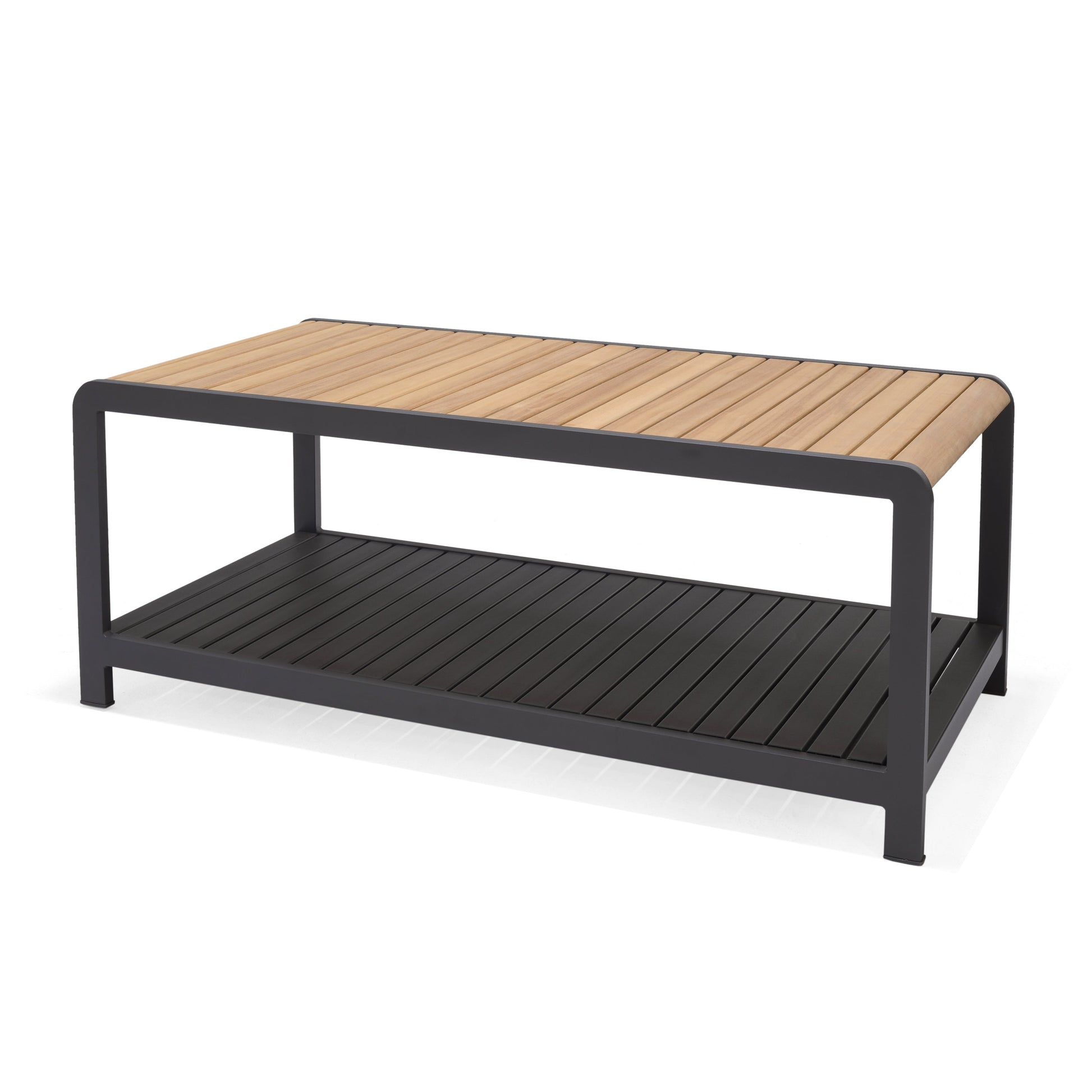 Amber teak and aluminum rectangular coffee table LifestyleGarden US on Tampa Home & Garden Store
