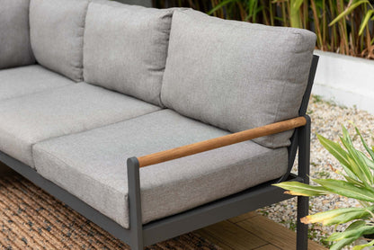 Amber Sectional Coffee Set outdoor balcony with gray cushions and black metal frame on Tampa Home & Garden Store