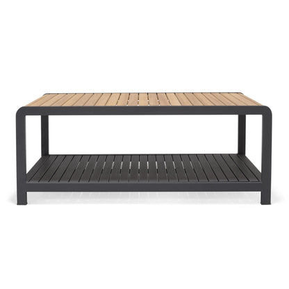 Amber Teak and Aluminum Coffee Table with slatted teak top and black frame by LifestyleGarden US on Tampa Home & Garden Store